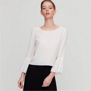 Aritzia Wilfred Sz S Silk Trim Cream Bell Flare Sleeve Blouse